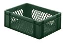 Plastback Teff med perforerad sida och tät botten, LxBxH 400x300x145 mm, grön, 5-pack