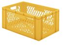 Plastback Teff med perforerad sida och botten, LxBxH 600x400x266 mm, gul, 5-pack