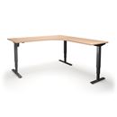 Höj och sänkbart hörnskrivbord Atlanta, höger, LxB 1800x2000 mm, björk/svart