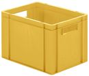 Plastback Teff med tät sida och botten, LxBxH 400x300x266  mm, gul, 5-pack