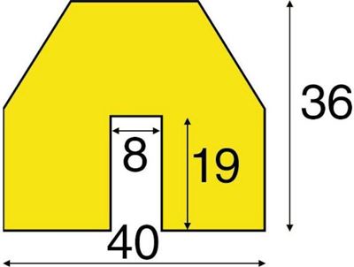 Kantskydd, 41x36 mmx1 m, trapets, gul/svart