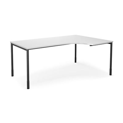 Hörnskrivbord DUO-C, höger, LxB 1800x1200 mm, vit/svart