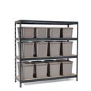 Lagerhylla Lagan med Plastlåda Smartstore Recycled, 12 st, BxDxH 1800x600x1800 mm