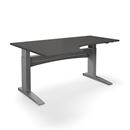 Höj och sänkbart hörnskrivbord Denver, vänster, LxB 1800x1200 mm, mörkgrå/silver