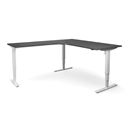 Höj och sänkbart hörnskrivbord Atlanta, vänster, LxB 1800x2000 mm, mörkgrå/vit