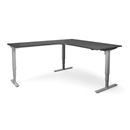 Höj och sänkbart hörnskrivbord Atlanta, vänster, LxB 1800x2000 mm, mörkgrå/silver