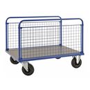 Plattformsvagn Uvan, nät, LxBxH 1200x800x900 mm, blå, 2 gavlar långsidan