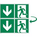 Nödutgångsskylt, efterlysande, dubbelsidig, neråt, 400x200 mm, plast, 10 st/fp