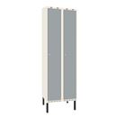 Klädskåp Sonesson, BxDxH 600x550x1900 mm, benstativ, 2 dörrar i 2 skåp, grå/vit