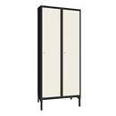 Klädskåp Sonesson, BxDxH 800x550x1900 mm, benstativ, 2 dörrar i 2 skåp, vit/svart