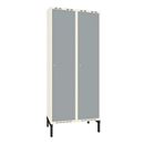 Klädskåp Sonesson, BxDxH 800x550x1900 mm, benstativ, 2 dörrar i 2 skåp, grå/vit