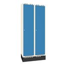 Klädskåp Sonesson, BxDxH 800x550x1900 mm, sockel, 2 dörrar i 2 skåp, blå/vit