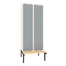 Klädskåp Sonesson, BxDxH 800x550x1900 mm, bänkstativ, 2 dörrar i 2 skåp, grå/vit