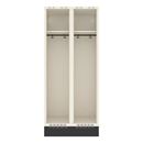 Klädskåp Sonesson, BxDxH 800x550x1900 mm, sockel, 2 dörrar i 2 skåp, mörkröd/vit