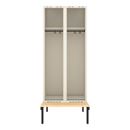 Klädskåp Sonesson, BxDxH 800x550x1900 mm, bänkstativ, 2 dörrar i 2 skåp, grå/vit