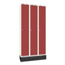Klädskåp Sonesson Flex, 3 dörrar i 3 skåp, BxD 300x400 mm/skåp, röd/vit