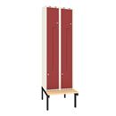 Z-skåp Sonesson, bänkstativ, B 300 mm, 4 dörrar i 2 skåp, röd/vit
