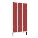 Z-skåp Sonesson, benstativ, B 300 mm, 6 dörrar i 3 skåp, röd/vit