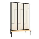 Z-skåp Sonesson, bänkstativ, B 400 mm, 6 dörrar i 3 skåp, vit/svart