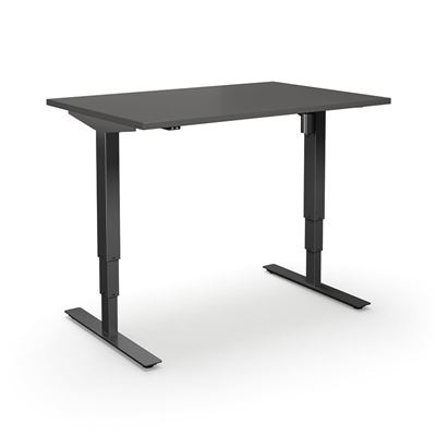 Höj och sänkbart skrivbord Atlanta, rak, LxB 1400x800 mm, mörkgrå/svart