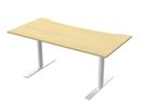 Höj och sänkbart skrivbord med runda ben och maguttag, LxB 1600x800 mm, björk/vit