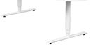 Höj och sänkbart skrivbord med runda ben och maguttag, LxB 1800x900 mm, vit/vit