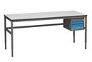 Arbetsbord Embla med 2-lådig hurts, 2000x600 mm, grå laminat