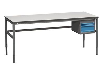 Arbetsbord Embla med 2-lådig hurts, 1200x800 mm, grå laminat