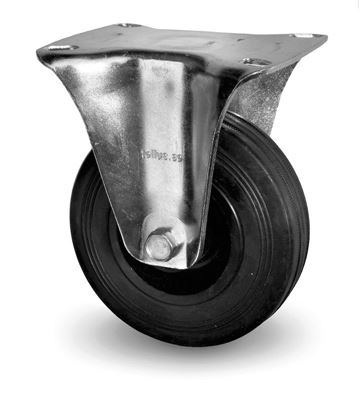 Industrihjul av gummi Ø 100x30 mm, fast hjul