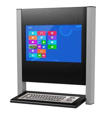 Datorpulpet Flex med skärm/tangentbord, väggmodell, svart/silver