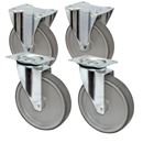 Utbyte till grå termogummihjul, 2 fasta och 2 länkhjul