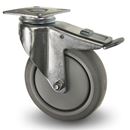 Industrihjul bromsat  med platta, Ø 125 mm