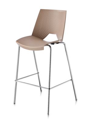 Barstol Strike med benstativ, krom/beige