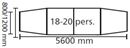 Konferensbord Grande, 5600x1200 mm, rektangulärt svart/silver