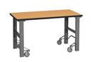 Arbetsbänk med hjul Tor, med mobilt och höj- och sänkbart underrede, 2000 x 800 mm, träfiberskiva