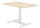 Höj och sänkbart skrivbord med 1-pelarstativ 800x800 mm. Björk/vit