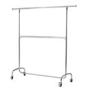 Klädställning på hjul, H 1580  mm, förkromat stålrör