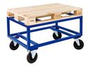 Pallvagn, för halvpall, höjd 650 mm, blå, massiva gummihjul