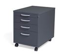 Skrivbordshurts Miami, 4 lådor, hjul, mörkgrå laminat