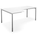 Hörnskrivbord DUO-C, vänster, LxB 1800x1200 mm, vit/silver