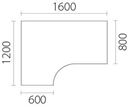 Skrivbordsskiva Hörna, vänster, LxB 1600x1200 mm, vit
