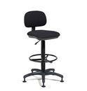 Arbetsstol Potos, hög, med glidfot och fotring, svart tyg
