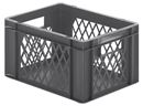 Plastback Teff med perforerad sida och tät botten, LxBxH 400x300x210 mm, grå, 5-pack