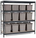 Lagerhylla Lagan med Plastlåda Smartstore Recycled, 12 st, BxDxH 1800x600x1800 mm