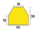 Ytskydd, 41x36 mmx1 m, trapetsformad, gul/svart