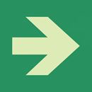 Nödskylt, efterlysande, pil rak, 200x200 mm, aluminium, 10 st/fp