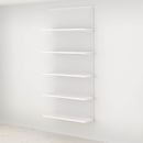 Hyllsystem ELFA vägghylla, hög utbyggnad, vit laminat, BxHxD 940x2140x325 mm