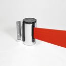 Avspärrningsband Tensabarrier väggmodell 4,6 m, hus: krom, band: röd