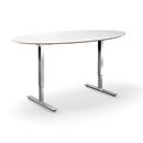 Höj och sänkbart konferensbord Trend, elips, LxB 1900x1000 mm, vit/krom, 6 platser