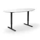 Höj och sänkbart konferensbord Trend, elips, LxB 1900x1000 mm, vit/svart, 6 platser